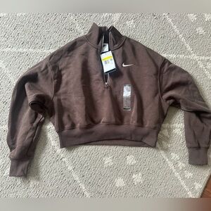 Nike Women's Chocolate Brown Half-Zip Sweatshirt